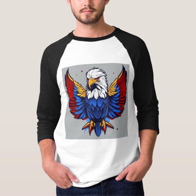 Patriotique Aigle Graphique Raglan Tshirt (Devant)