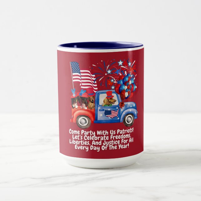 Patriotique Américain Dachshunds Coffee Mug (Centre)