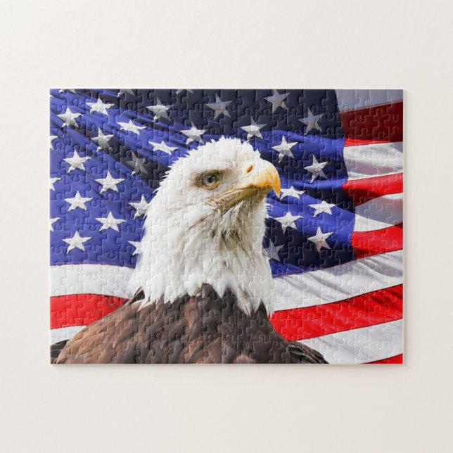 PATRIOTIQUE AMÉRICAIN DRAPEAU EAGLE JIGSAW PUZZLE (Horizontal)