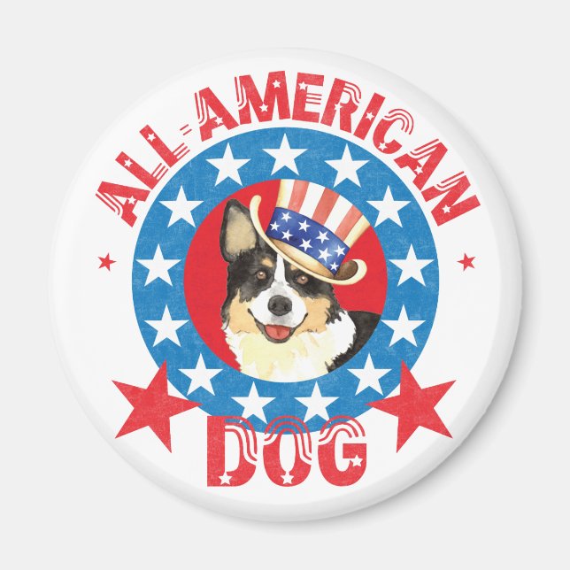 Patriotique Cardigan Welsh Corgi Magnet (Devant)