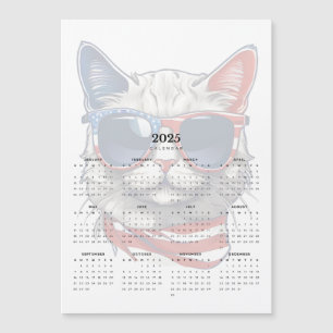 Patriotique Chat Rouge Blanc Bleu 2025 Magnet Cale