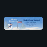 Patriotique Christmas Snowman - Étiquette de retou<br><div class="desc">La collection Patriotic Christmas Snowman a un sens de l'humour mais honore nos militaires militaires et femmes pendant la saison des fêtes</div>