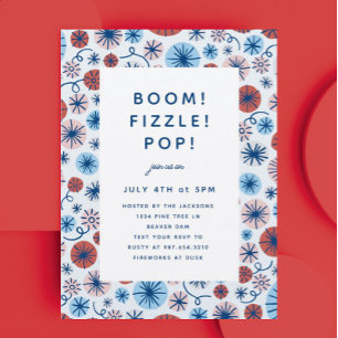 Patriotique Fireworks 4 juillet Invitation Post Po