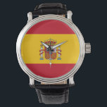 Patriotique, montre spéciale avec Drapeau d'Espagn<br><div class="desc">Gardez le temps avec une touche de fierté nationale avec notre montre à main élégante avec le drapeau de l'Espagne! Cette élégante montre à main met en valeur le vibrant drapeau espagnol, offrant une façon audacieuse et raffinée de célébrer la riche culture et le patrimoine espagnol. Le design harmonise parfaitement...</div>