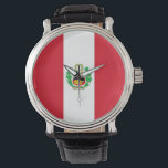 Patriotique, montre spéciale avec drapeau du Pérou<br><div class="desc">Montrez votre amour pour le Pérou avec notre montre élégante à main avec le drapeau du Pérou ! Cette montre à main est plus qu’un simple garde-temps, c’est un témoignage de fierté culturelle et une célébration du patrimoine péruvien. Le design saisissant affiche le drapeau péruvien, ce qui en fait un...</div>