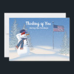 Patriotique Noël Snowman Saluant, Carte<br><div class="desc">Snowman de Noël patriotique Saluting the American Flag - collection honore nos militaires militaires et nos femmes pendant la saison des fêtes. Carte imprimée sur les deux côtés</div>
