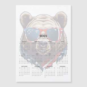 Patriotique Ours Rouge Blanc Bleu 2025 Magnet Cale
