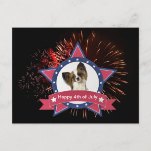 Patriotique Papillon Chien 4 juillet carte postale
