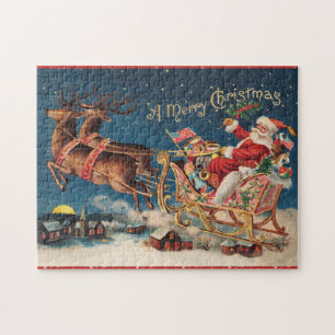 Patriotique Père Noël Joyeux Puzzle de Noël