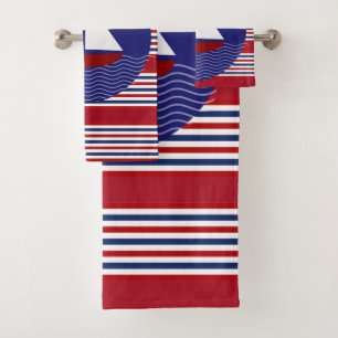 Patriotique Stripes Voilier Sailboat Serviette