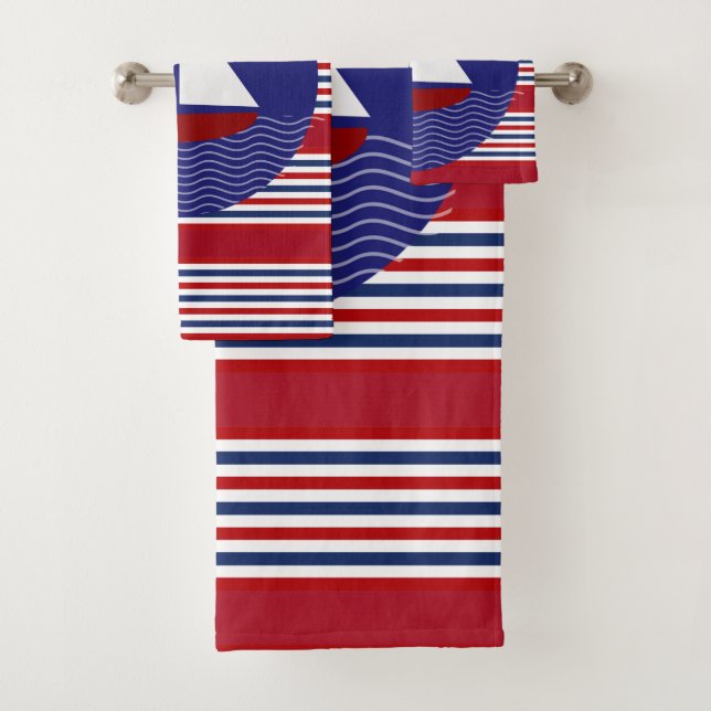 Patriotique Stripes Voilier Sailboat Serviette (En situation)