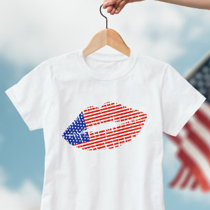Patriotique USA Lipstick Kiss Lip Imprimer T-shirt