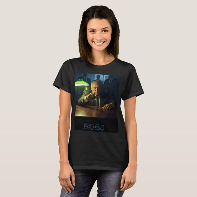 Patron avec texte femmes noir T-shirt (Devant entier)