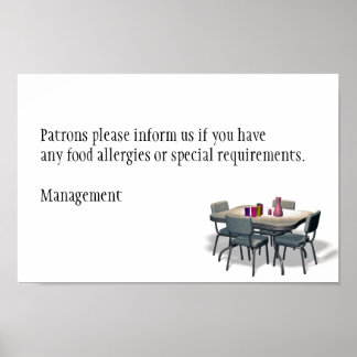 PATRONS ALIMENTATION ALLERGIE POSTER