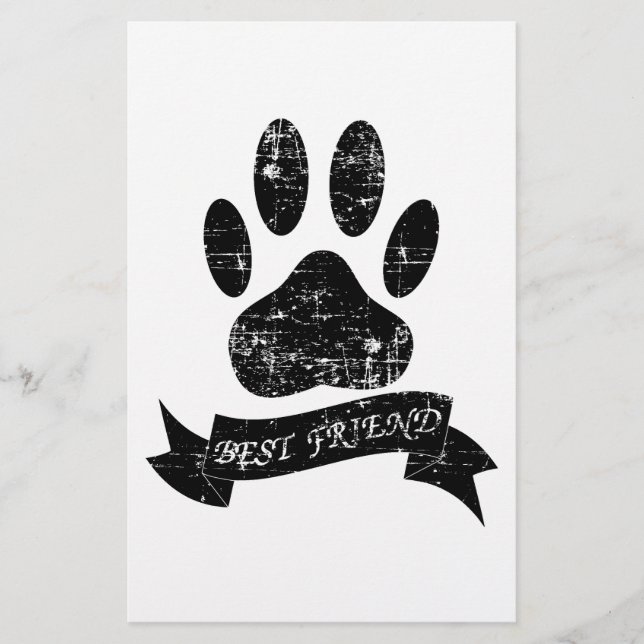 Patte de chien en détresse avec ruban (Devant)