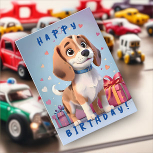 Patte joueur carte d'anniversaire de chiot Beagle