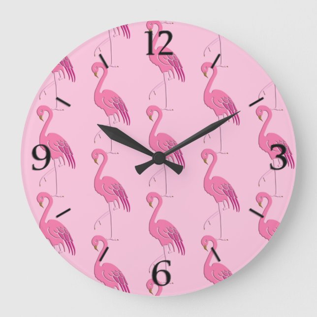 Patte rose Flamingo Motif Grande horloge (Recto)
