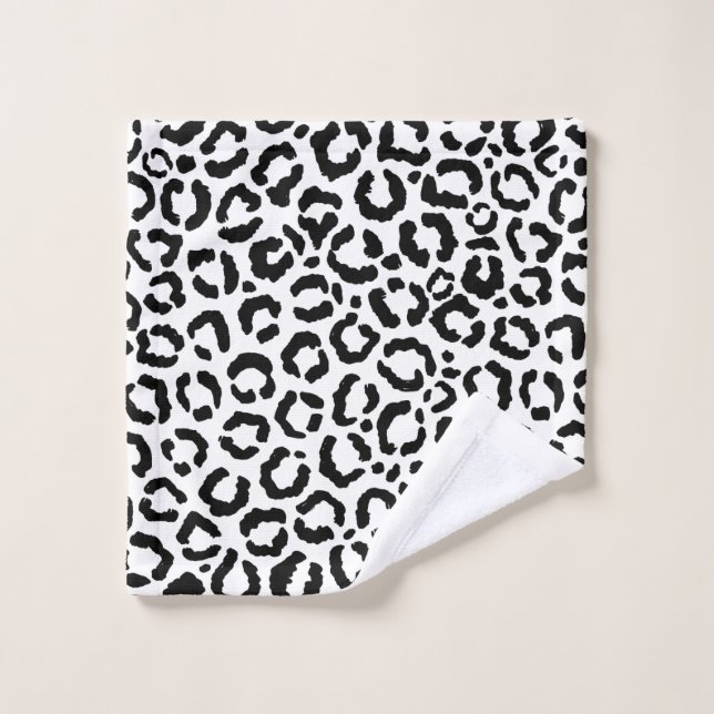 Patteries du Black White Leopard animal (Gant de toilette)