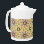 Pattern de Daisie<br><div class="desc">Minimaliste mais mignon sont les mots qui viennent à l'esprit quand vous regardez cette douce marguerite abstraite rétro et corail clair sur un arrière - plan jaune au milieu d'un arrosage de feuilles verts répétant motif. Oh si adorable et super sucré aussi. Ce motif floral abstrait classique se traduit parfaitement...</div>