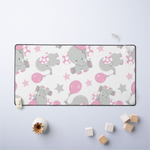 Pattern of Elephants, Cute Elephants - Pink Gray