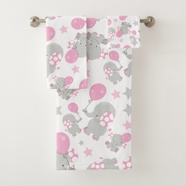 Pattern of Elephants, Cute Elephants - Pink Gray (En situation)
