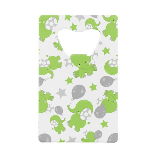 Pattern of Green Elephants, Cute Elephants, stars (Devant)