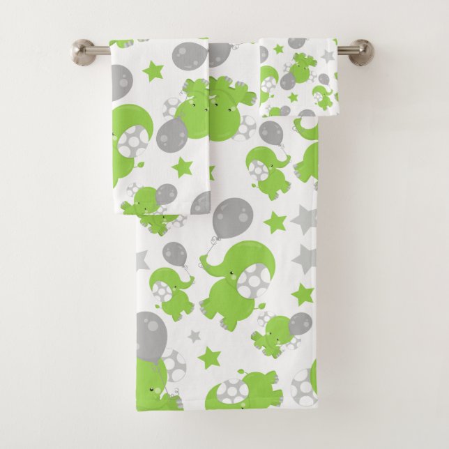 Pattern of Green Elephants, Cute Elephants, stars (En situation)