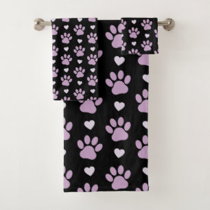 Pattern of paws, Dog paws, Lilac paws, Hearts