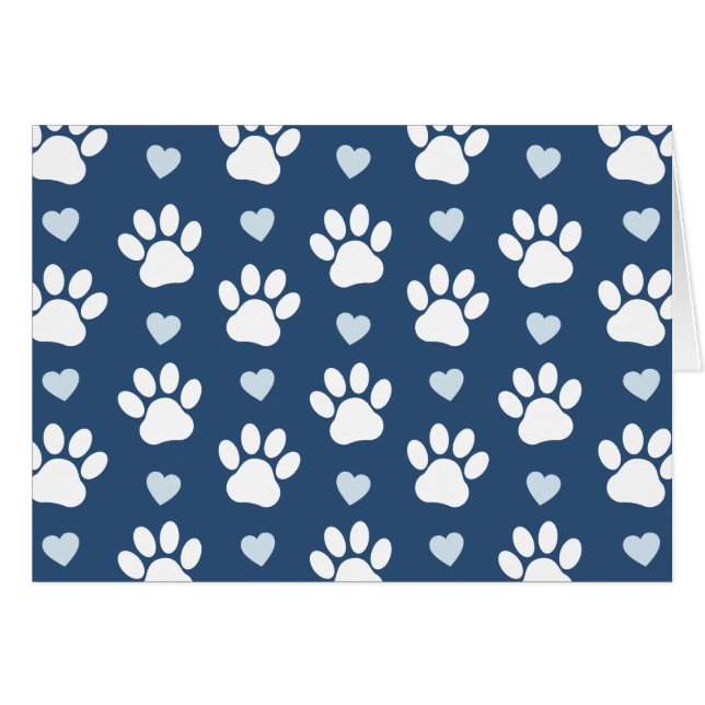 Pattern of paws, Dog paws, White paws, Blue Hearts (Devant horizontal)