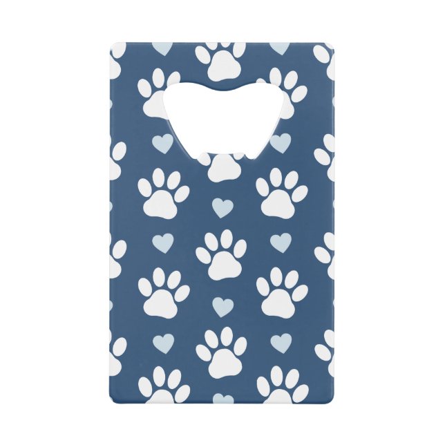 Pattern of paws, Dog paws, White paws, Blue Hearts (Devant)