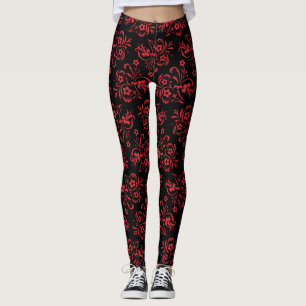 Patterson rouge floral femmes Leggings athlétiques