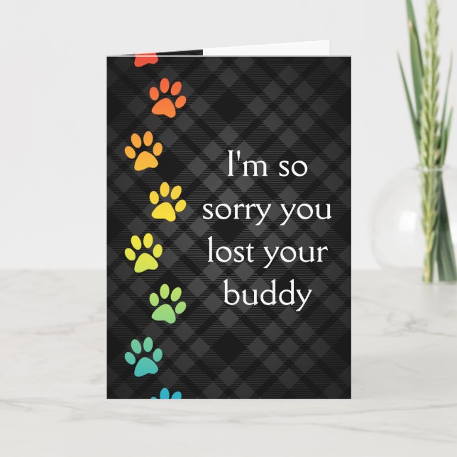 pattes arc-en-ciel carte de sympathie perte de ani (Devant)