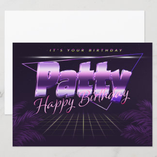 Patty Nom Prénom lila retro Carte Anniversaire