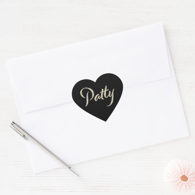 Patty white gold Handwriting Autocollant coeur (Enveloppe)