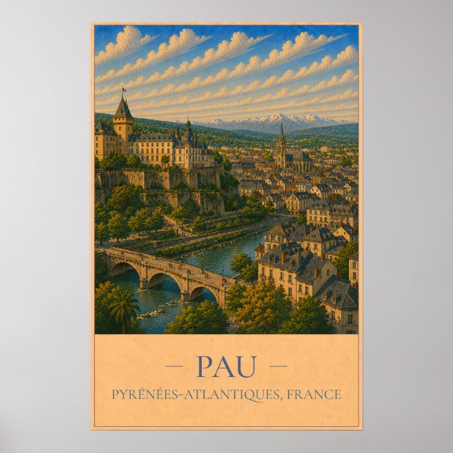 Pau, France – Vintage Travel Poster (Devant)