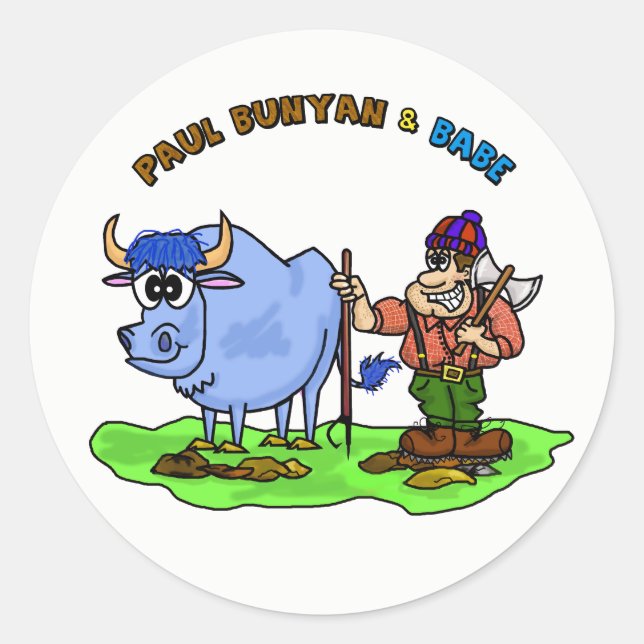 Paul Bunyan & Babe Les Stickers Ox Bleu (Devant)