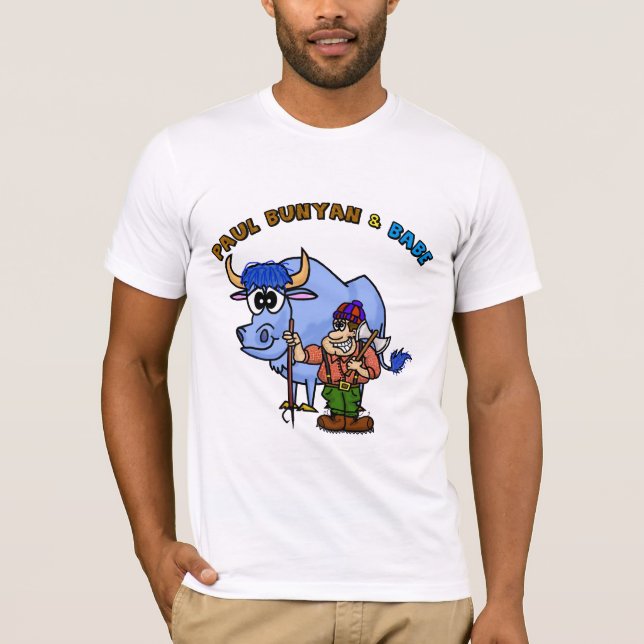 Paul Bunyan et bébé le T-shirt bleu Ver de boeuf. (Devant)