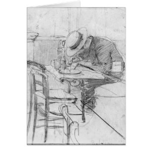 Paul Cesar Helleu à une table dans un café