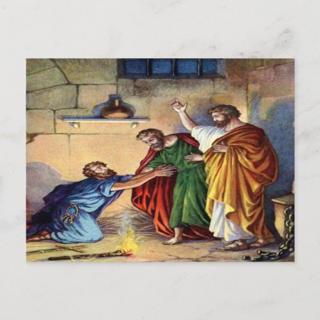 paul en prison sur la carte postale de philippi (Devant)