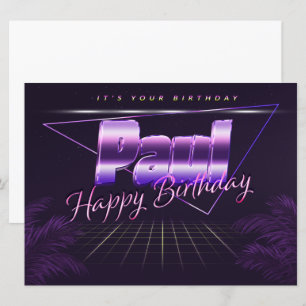 Paul Nom prénom carte rétro lilas anniversaire
