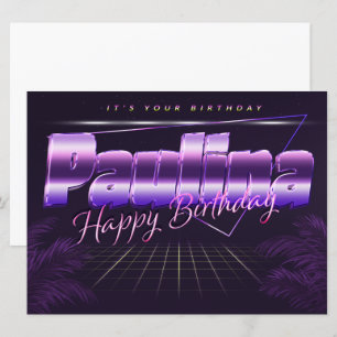 Paulina Nom Prénom lila retro Carte Anniversaire