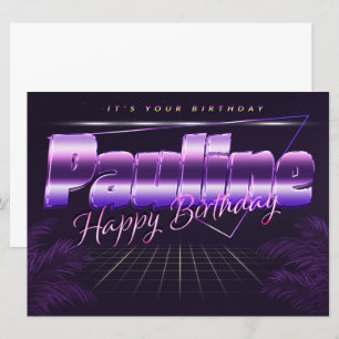 Pauline Nom Prénom carte rétro lilas Anniversaire