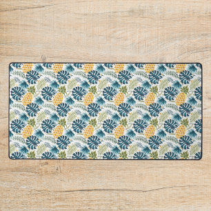 Paume tropicale feuille ananas doré blanc bleu