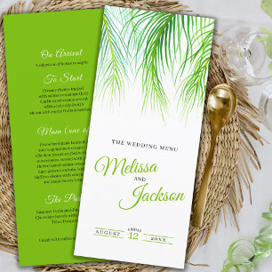 Paume tropicale mariage vert menu