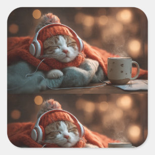 Pause Doux – Autocollant Chat D'hiver Confortable