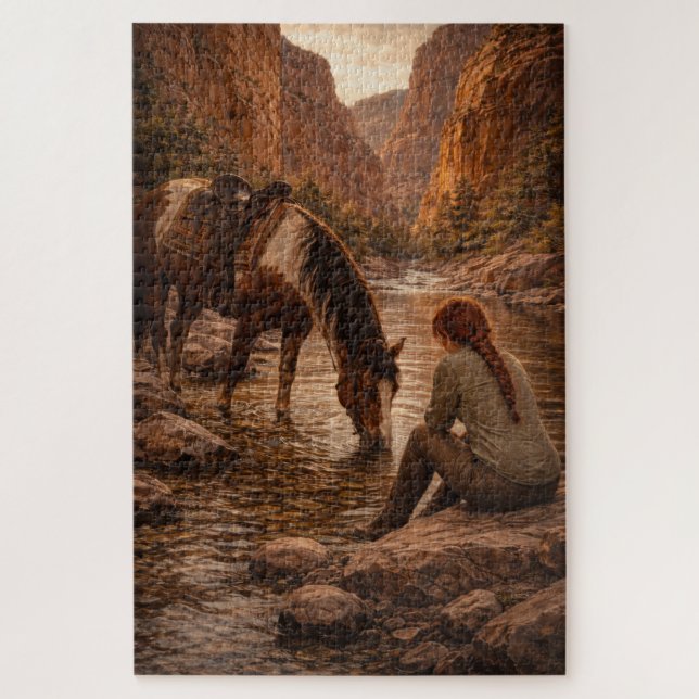 Pause rafraîchissante | Art équestre | Puzzle (Vertical)