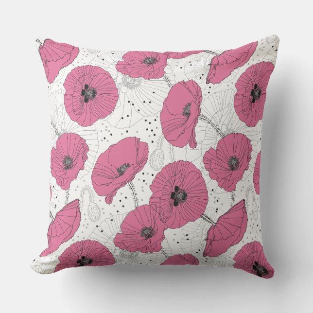 Pavot Motif lance des oreillers (Recto)