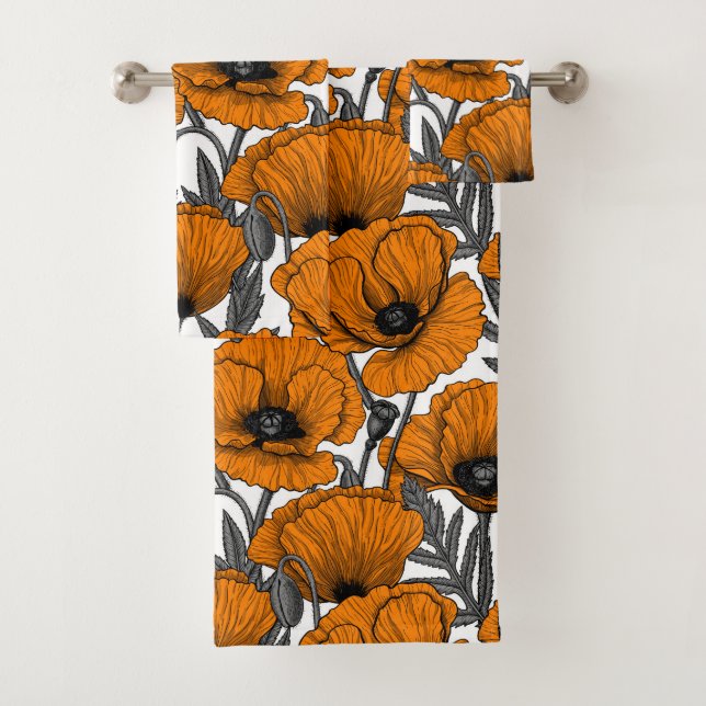 Pavot orange sur blanc (En situation)