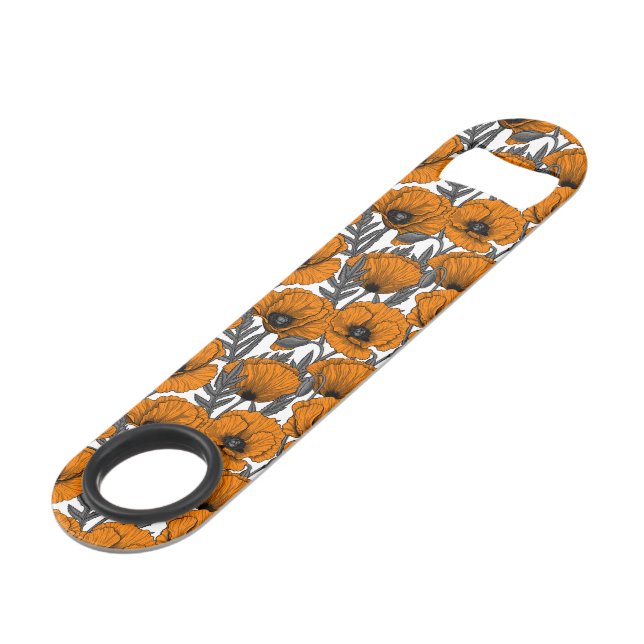 Pavot orange sur blanc (Devant angulaire)