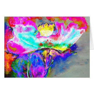 Pavot rose Abstrait, aquarelle peinture florale
